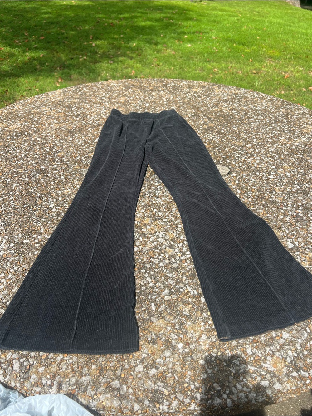 aerie Black Ribbed Flare Leg Lounge Pants Size XS Loungewear Comfort Cozy